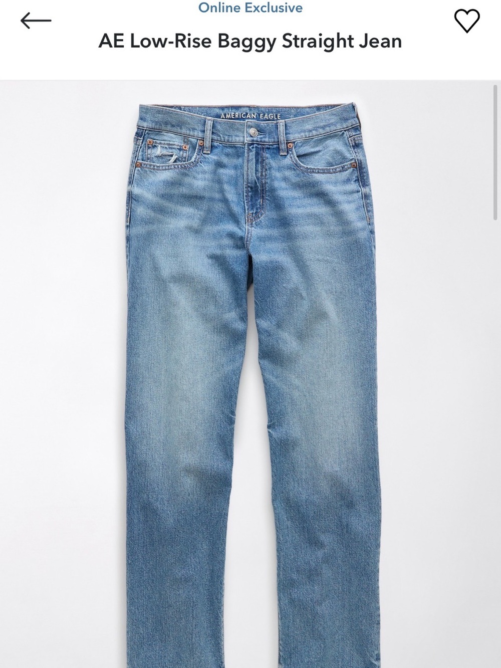 American Eagle Outfitters Light Blue Baggy Straight Jeans for Men